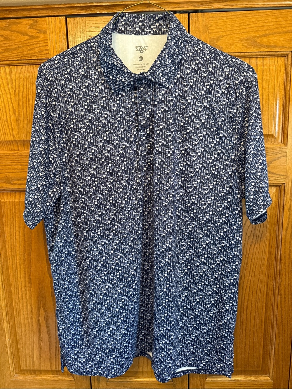 1764 Golf Navy and White Wine Glasses Micro-Pattern Polo-2XL
